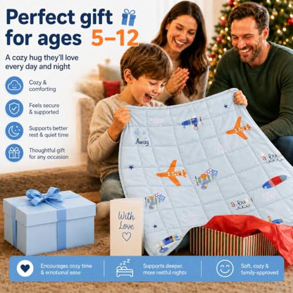 Weighted Blanket 7lbs Small Heavy Throw Blanket Gifts 41"x60" Airplane - color: Blue Airplane, size: 41"×60" 7lbs