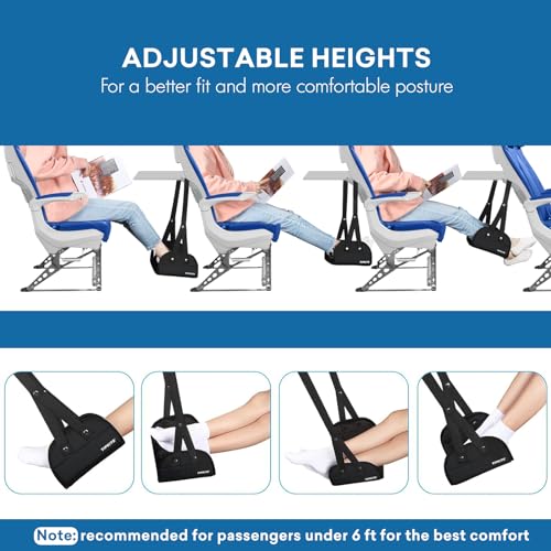 Foot Hammock for Plane Travel, Airplane Trip Foot Rest, Black - color: Black