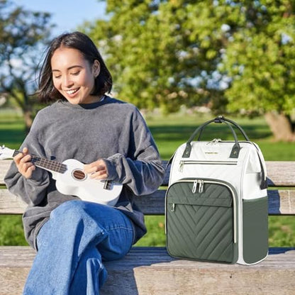 VANKEAN 17.3 Inch Laptop Backpack for Women Large Capacity - color: Beige/Army Green, size: 17.3 Inch