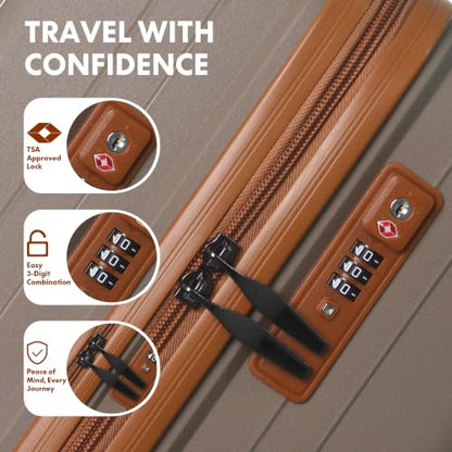 3-Piece PP Hardshell Luggage Set, 20"/24"/28", Coffee Brown - color: Coffee Brown