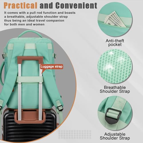 40L Travel Backpack, Flight Approved Carry On Laptop Backpack - color: Green, size: Large