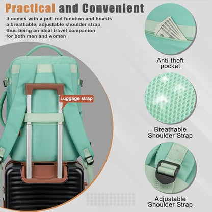 40L Travel Backpack, Flight Approved Carry On Laptop Backpack - color: Green, size: Large