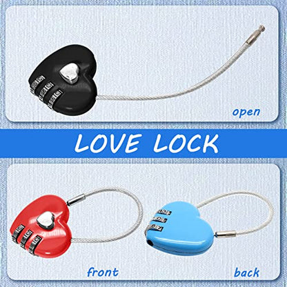 3 Pack Mini Padlock Heart Code Lock 3-Digit Combination