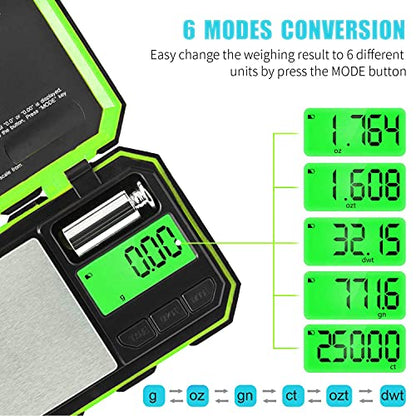 Fuzion Pocket Gram Scale, 500g x 0.01g Digital Jewelry Scale High Precision - color: Green, size: 500/0.01g