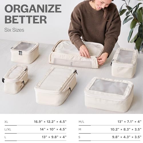 Aerotrunk Compression Packing Cubes for Travel, 6-Pack, Beige - color: Beige, size: 6-Pack