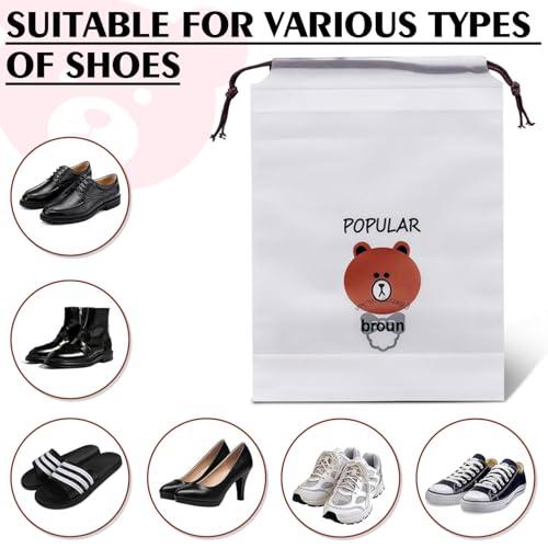 6PCS Clear Shoe Bags for Travel 13" x 11.8" Drawstring Shoe Pouch Packing Waterproof Dustproof Shoe Storage Bag - color: Little Bear 6