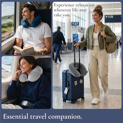 Brookstone Microbead Neck Pillow Soft Travel Pillow with Phone Pocket - color: Blue