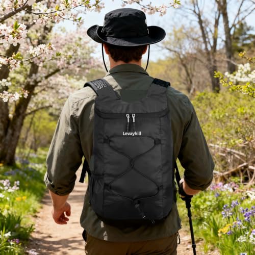 levayhill 16L Small Lightweight Foldable Backpack Sun Hats Travel, Black - color: Black