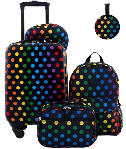 Travelers Club 5 Piece Kids' Luggage Set, Black Polkadot - color: Black Polkadot