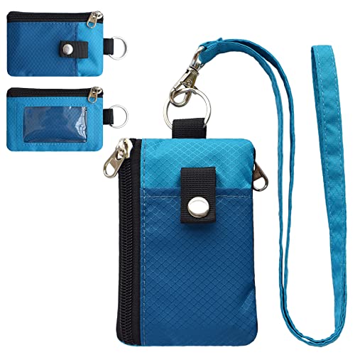 CHENSPRX Minimalist RFID Blocking Small Wallet with ID Window,WaterResistant Zip Id Case Wallet with Lanyard Keychain for Cards,Cash,Travel,Women,Men (ElectricBlue+SkyBlue) - color: ElectricBlue+SkyBlue