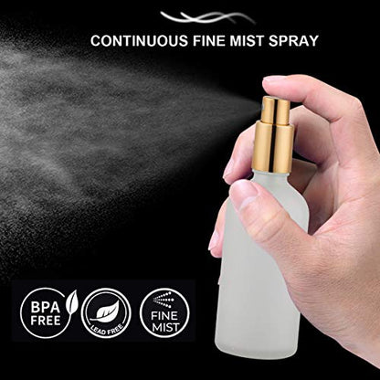 Hydior Glass Spray Bottle with Gold Sprayer, 3.4oz, 2 Pack - color: Gold Frosted