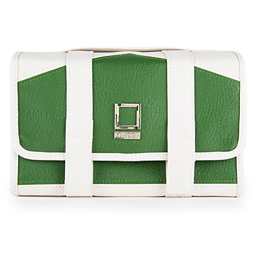 Compact Leatherette Travel Case for Men & Women, Gem/Cream - color: Gem / Cream