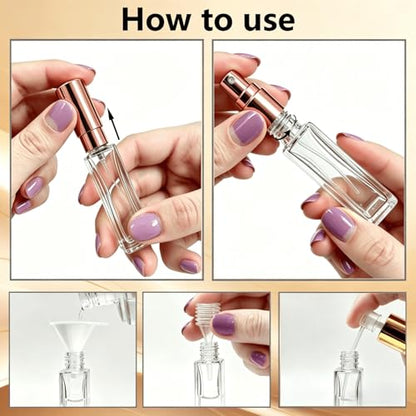 Perfume Travel Refillable, 6 Pcs 10 ml Glass Atomizers (Multi-Color) - color: Multi-Color