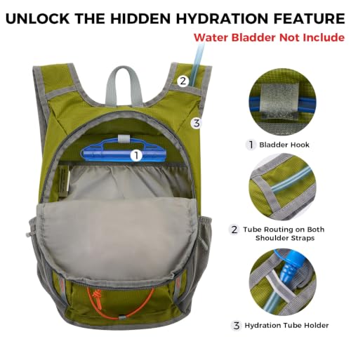 Small Hiking Backpack 13L Lightweight Foldable Travel Daypack for Men Women - color: Green