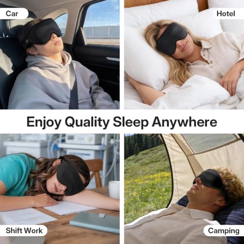 LitBear Sleep Mask for Lash Extension, Blackout Sleeping Mask for Women Men - color: Black