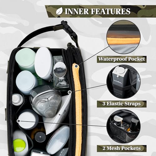PAVILIA Tactical Toiletry Bag Men, Water Resistant Molle Military, Olive XL - color: Olive, size: Extra Large