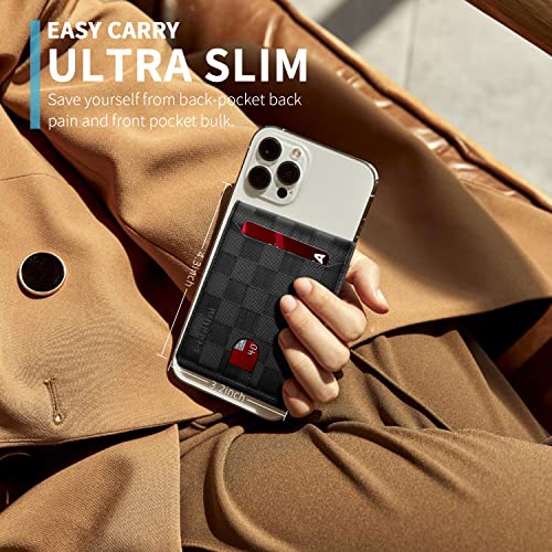 RUNBOX Wallet for Men, Slim Leather Bifold, RFID Blocking Card Holder - color: carbon black& plaid