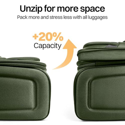 2-Piece Set Luggage,Softside Luggage Sets,Expandable 15% - color: Green-Grey, size: 2-Piece Set (20"/28'')