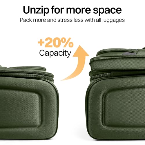 3-Piece Softside Set,Expandable 15% Luggage Set,w/LOCK - color: Green-Grey, size: 3-Piece Set (20"/24"/28'')