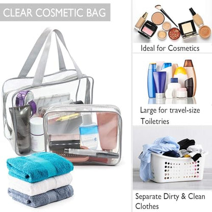APREUTY 6 Packs Clear Makeup Bags, TSA Approved Toiletry Bags Set, Gray - color: Gray-6PCS (Large+Medium+Small)