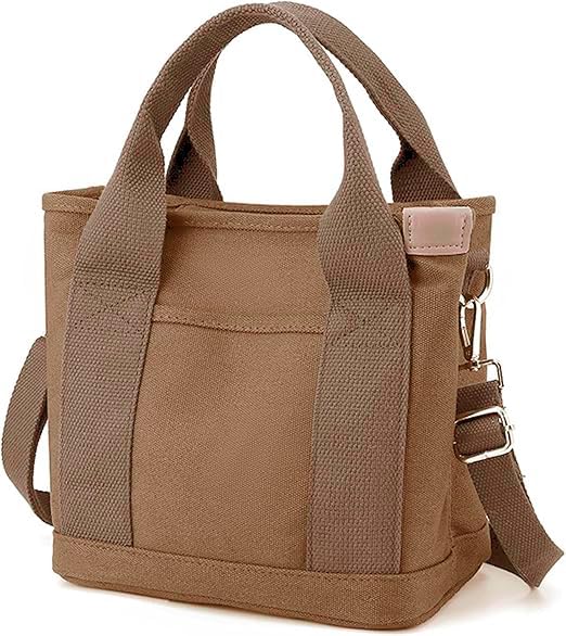 Small Tote Bag with Zipper, 2024 Canvas Multi-Pocket Crossbody Bag Shoulder Bag Satchel Hobo Bag Messenger Bag - color: Brown, size: Large