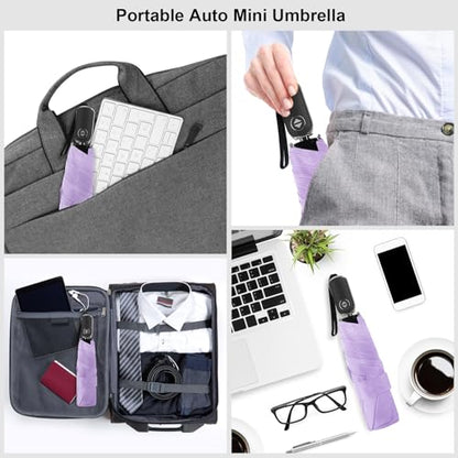 Automatic Lightweight Travel Flat Umbrella Compact Folding for Pocket - color: 0.2Light Purple