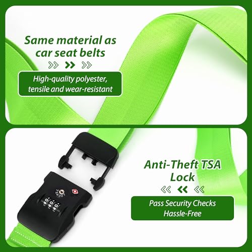 TSA Approved Luggage Straps with Combination Lock, Cross Green - color: Cross Green