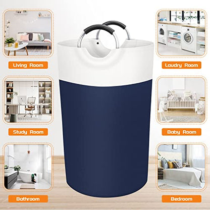 BlissTotes 90L Laundry Basket, Freestanding Collapsible Hamper, Blue - color: Blue, size: 90L