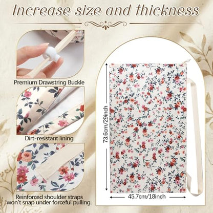Large Floral Laundry Bag with Drawstring Handle, 29" x 18"