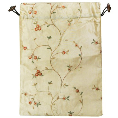 Wrapables Beautiful Embroidered Silk Travel Bag for Lingerie & Shoes - Beige - color: Beige, size: 14"L x 11"W