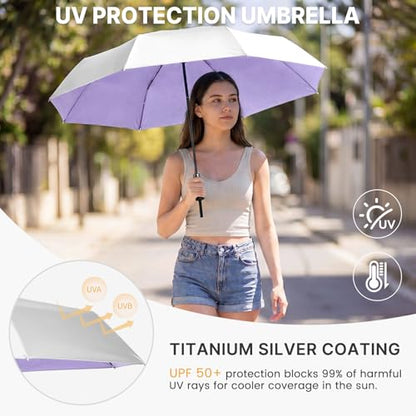 G4Free 46in Mini Sun Umbrella with Retractable Handle Umbrellas - color: Light Purple