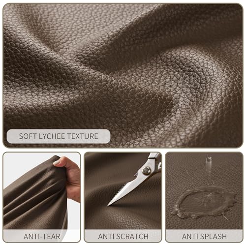 KALIDI Large Tote Bag Vegan Leather 16L Casual Zipper Work Weekender - color: Coffee Brown