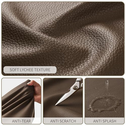 KALIDI Large Tote Bag Vegan Leather 16L Casual Zipper Work Weekender - color: Coffee Brown