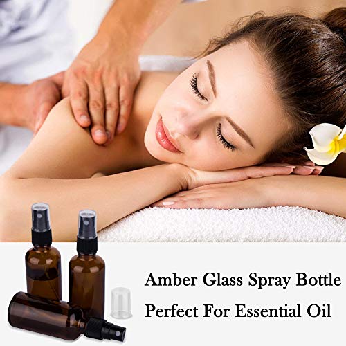 2oz Amber Glass Spray Bottles for Essential Oils, Set of 18