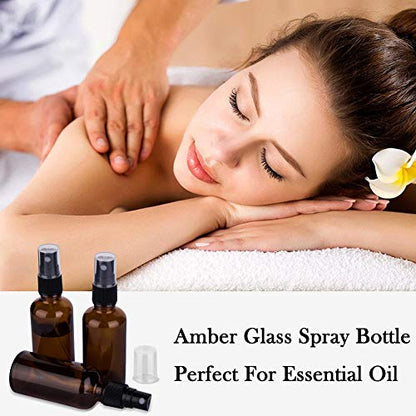 2oz Amber Glass Spray Bottles for Essential Oils, Set of 18