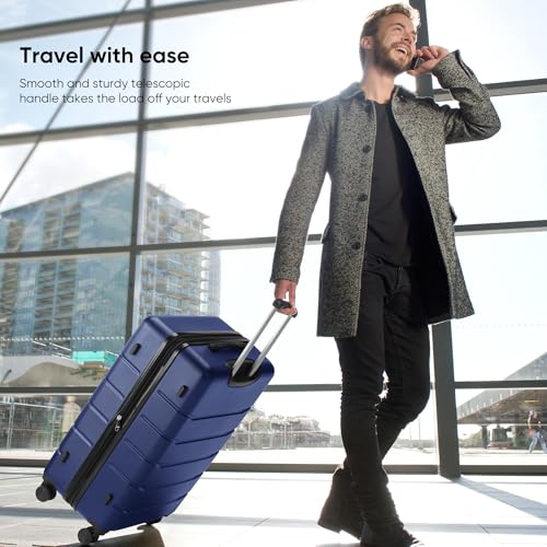 OLIXIS 29 Inch Luggage, Hardside Checked Suitcase with Spinner Wheels, Lightweight ABS Hard Shell Travel Luggage, TSA Approved Lock, Expandable Large Suitcase for Business & Travel–Blue - color: Blue, size: 29 IN
