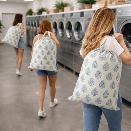 Shinylin Floral Block Print Laundry Bags 29" x 18" Grandmillennial