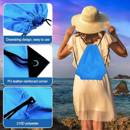 KUUQA 2 Pcs Light Blue Drawstring Backpack | Bulk Sports Cinch Bags, String Backpack Storage Bags, For Gym Traveling - color: Light Blue