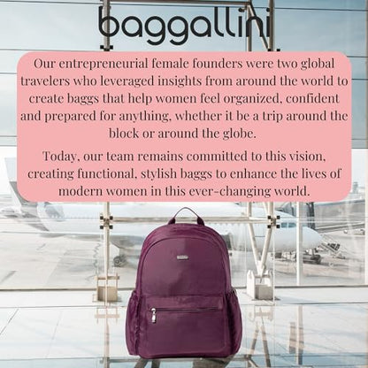 Baggallini Essential Laptop Backpack - 16x12 Inch Travel Backpack with 16" Laptop Sleeve - Lightweight Luggage Backpack - color: Mulberry