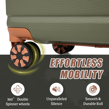 Cosbarn Luggage Sets 5 Piece, Hardshell Suitcases with Wheels, TSA Lock - color: OliveDrab