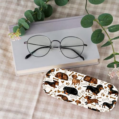 CREATCABIN Glasses Case Hard Shell Leather Eyeglasses Cases Sunglasses Holder Portable Travel Spectacle Pouch Storage Clamshe - style: Dog