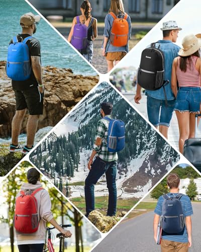 Gonex Ultra Lightweight Packable Backpack Daypack Handy Foldable Camping Outdoor Travel Cycling Backpacking - color: Black