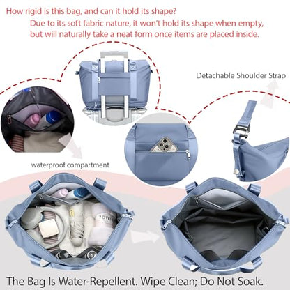 Travel Rolling Duffel Bag with Removable Wheels,Expandable Foldable Carry-On Luggage for Trip or Hospitalization - color: Blue Backpack