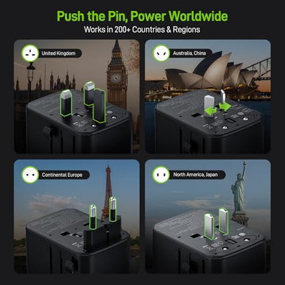 Epicka Pulse Duo 45W Universal Travel Adapter PD/QC 3.0, 2AC/2USB-C/2USB-A - style: Pulse Duo 45W Black