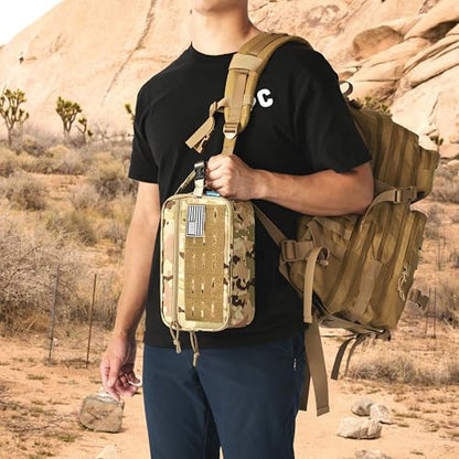 PAVILIA Tactical Toiletry Bag Men, Water Resistant Molle Military, Camo XL - color: Camo, size: Extra Large