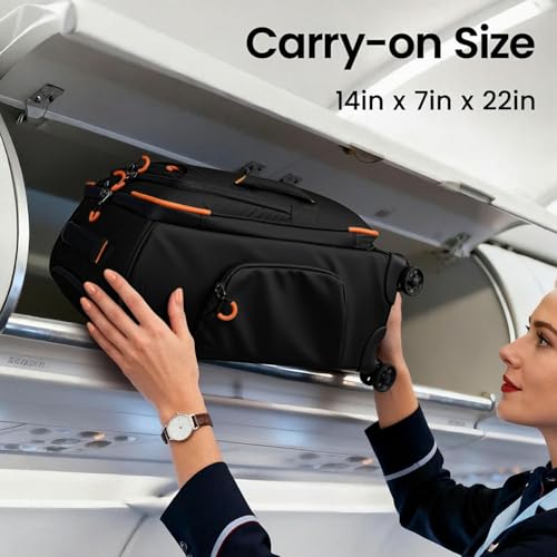 22" Softside Upright Luggage w/Front Open,Waterproof - color: Black, size: Carry-On 22-Inch