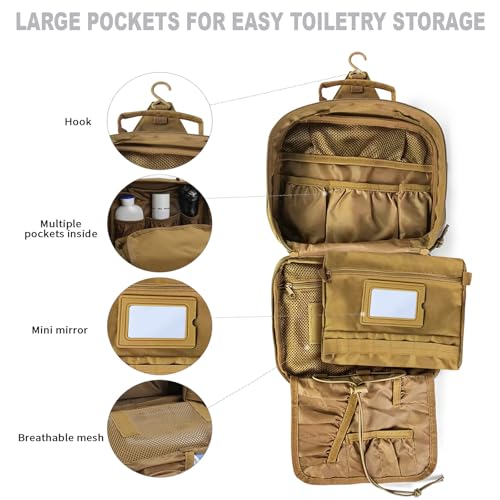 Toiletry Bag for Men,Travel Toiletry Bag Hanging Toiletry Bag Hygiene Bag - color: Khaki