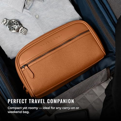 Kings Loot Premium Dopp Kit, Leather Travel Toiletry Bag, Saffron - color: Saffron