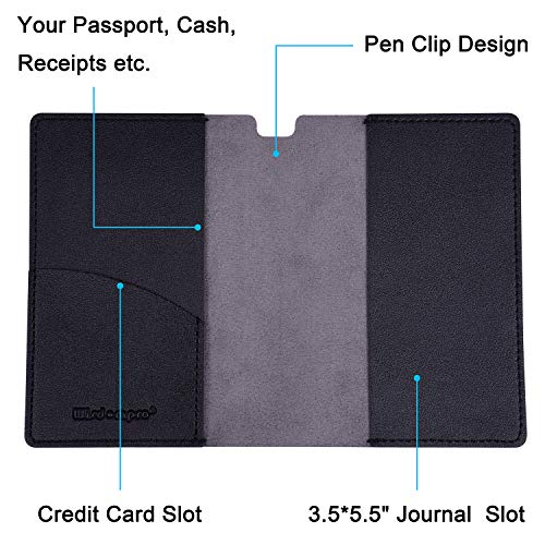 Wisdompro 2 Pack 3.5" x 5.5" Journal Cover for Field Notes Notebooks, Black - color: Black