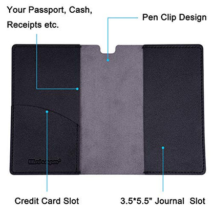 Wisdompro 2 Pack 3.5" x 5.5" Journal Cover for Field Notes Notebooks, Black - color: Black